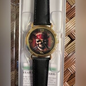 Pirates of the Caribbean Special Edition Watch. Black Leather Skull Watch